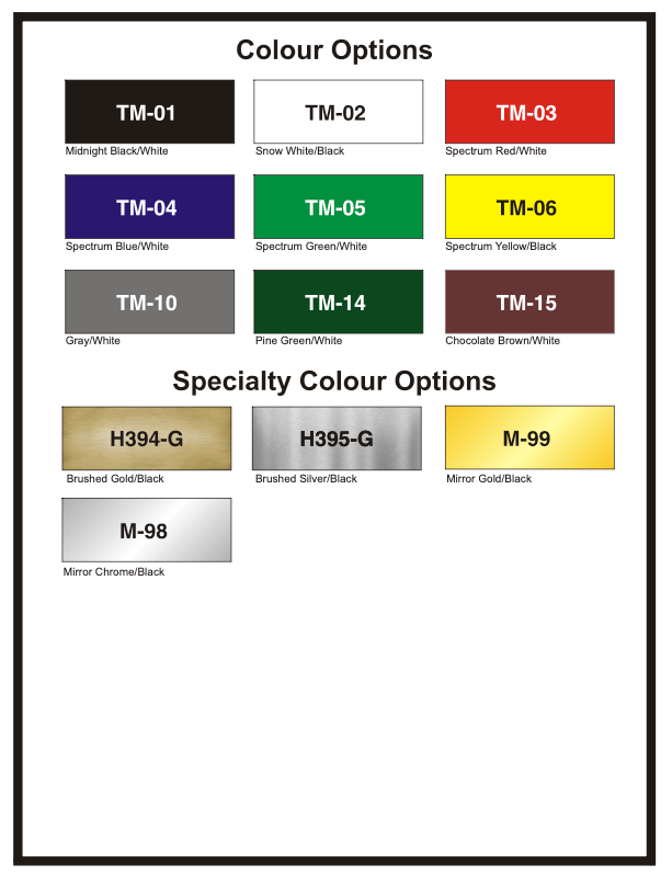 Engraved Nameplates (GST Exempt)